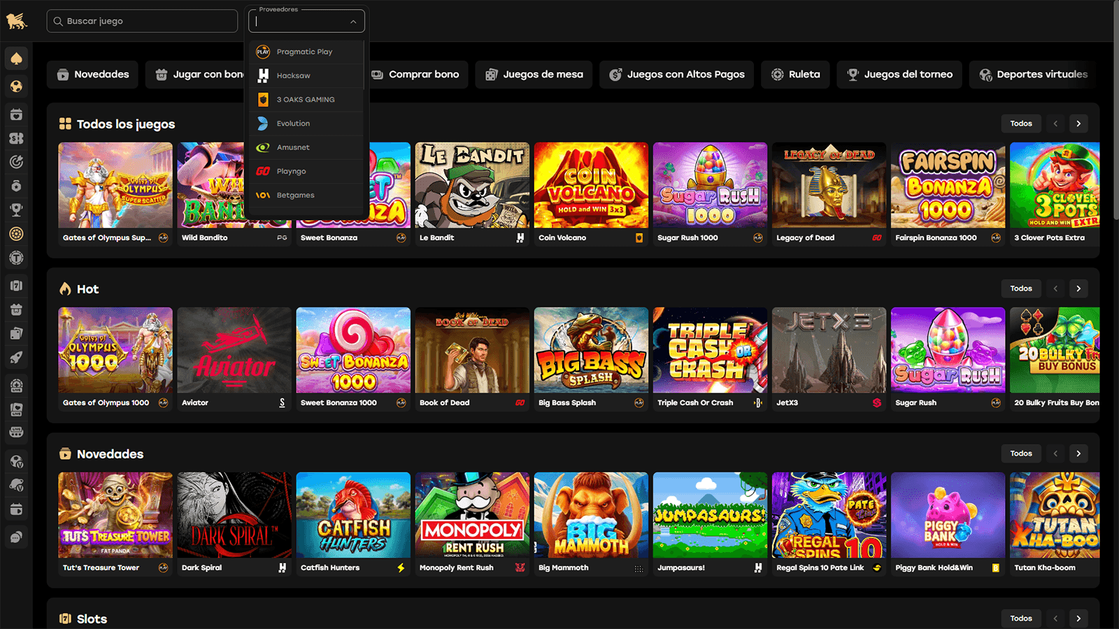 Selección de juegos de Fairspin Casino en Chile