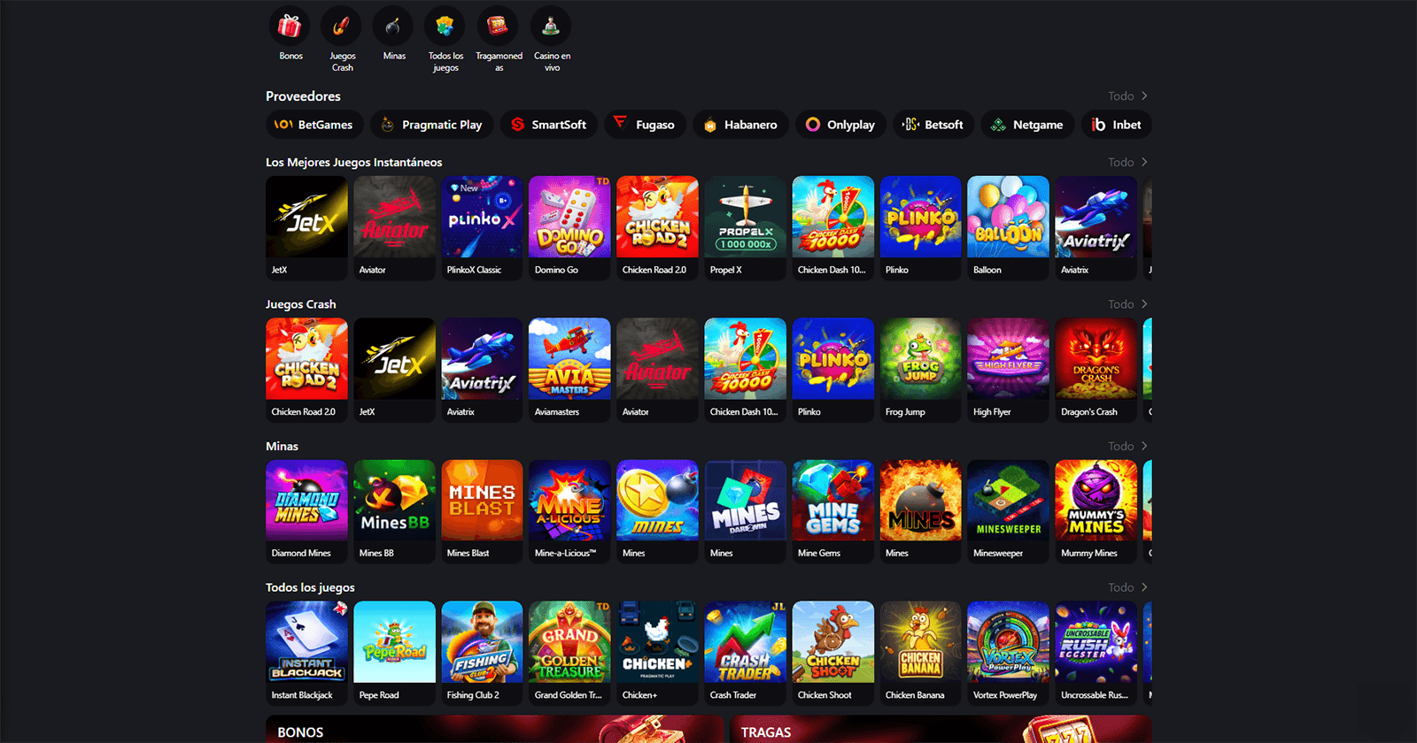 Selección de juegos de casino Fragabet en Chile