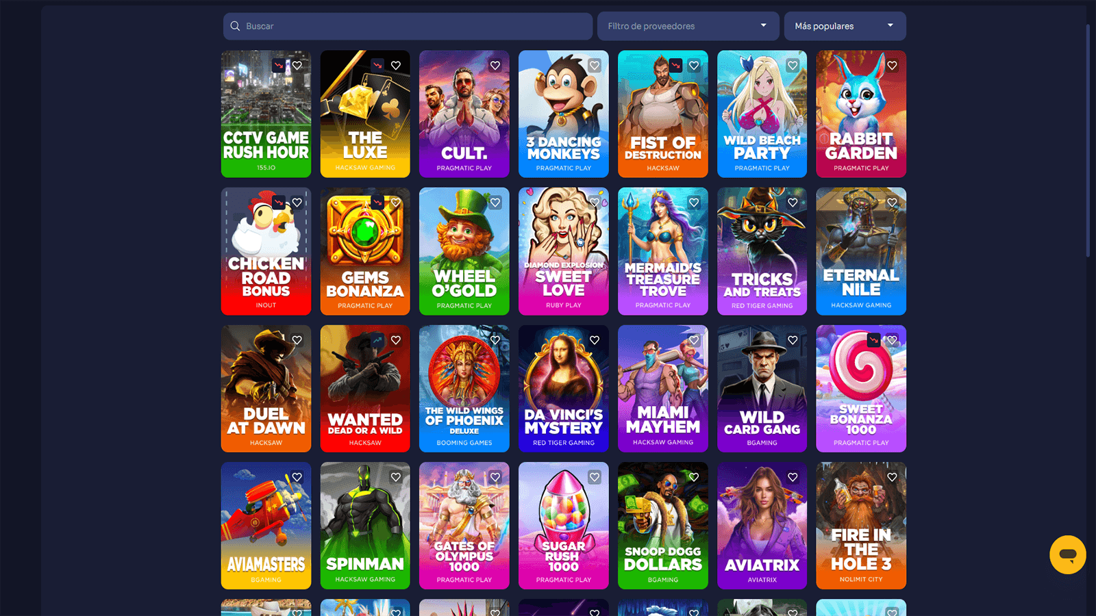 Selección de juegos de casino Reybets en Chile